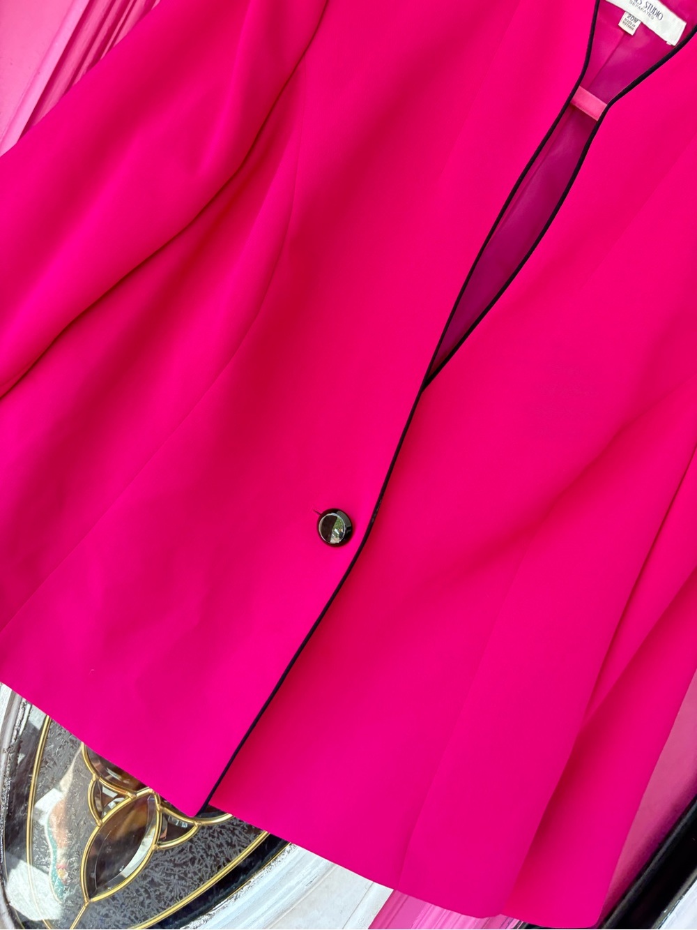 Jones Studio Women's Bright Fuchsia Single-Button Blazer - Picture 3 of 4